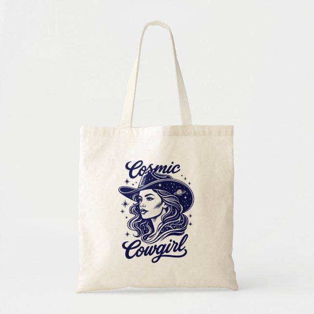 Cosmic Cowgirl Tote Bag | Western Space Ästhetik Tragetasche (Vorne)