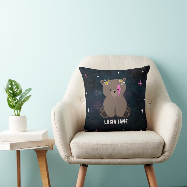 Cosmic Cub Wild One Pink Girl Kinderzimmer Kissen (Stuhl )