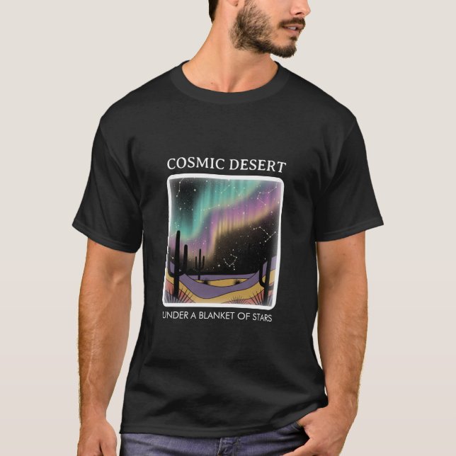 Cosmic Desert Aurora • Retro Western Night Sky T-Shirt (Vorderseite)