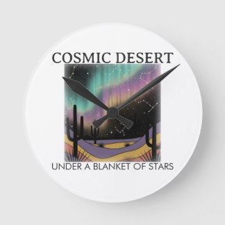 Cosmic Desert Aurora • Western Retro (NO NUMBERS) Runde Wanduhr