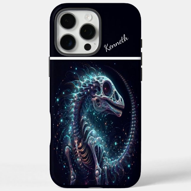 Cosmic Dinosaur Skeleton iPhone 16 Pro Max Hülle (Rückseite)