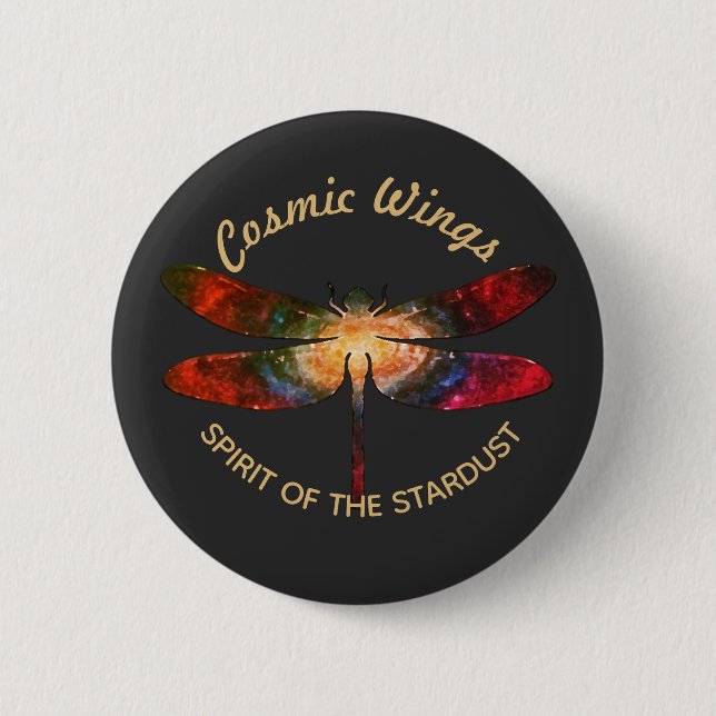 Cosmic Dragonfly • Galaxy Wings & Nebula Trails Button (Vorderseite)