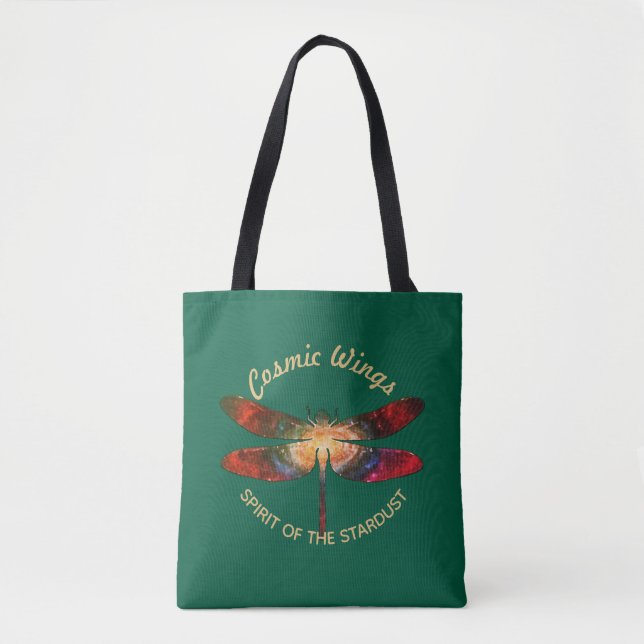 Cosmic Dragonfly • Galaxy Wings & Nebula Trails Tasche (Vorderseite)