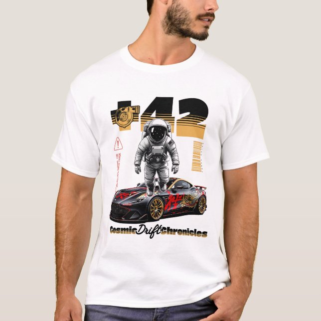 Cosmic Drift Astronaut Racer T-Shirt (Vorderseite)
