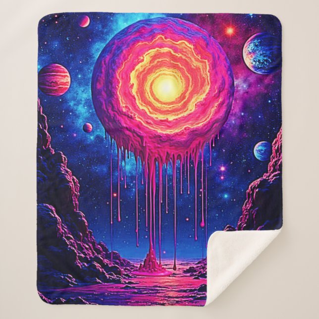 Cosmic Dripping Planet Art Sherpadecke (Vorderseite)