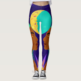 Cosmic Duality: Sun, Moon, and Sisterhood Leggings