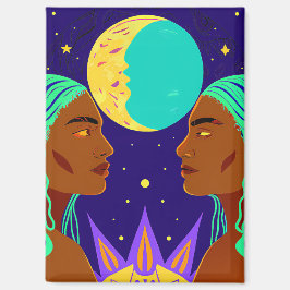 Cosmic Duality: Sun, Moon, and Sisterhood Magnet