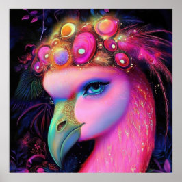 Cosmic Flamingo Queen Poster