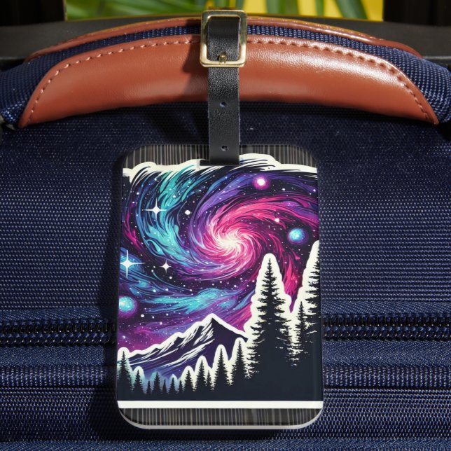 Cosmic Forest: Galaxy Meets Nature Gepäckanhänger (Vorderseite Insitu 2)