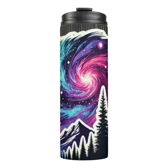 Cosmic Forest: Galaxy Meets Nature Thermosbecher (Vorderseite)