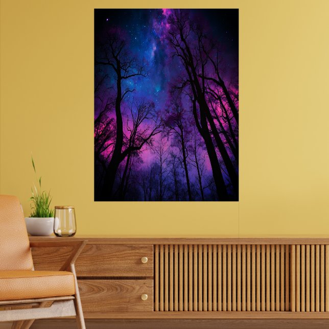 Cosmic Forest Poster - Surreal Galaxy Mauer Kunst (Wohnzimmer 2)