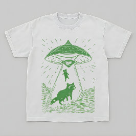 Cosmic Forest Raccoon UFO Design Tee