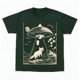 Cosmic Forest Raccoon UFO Design Tee