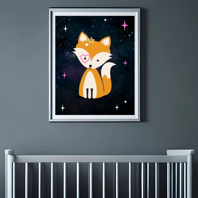 Cosmic Fox Wild One Pink Girl Kinderzimmer Poster (Von Creator hochgeladen)