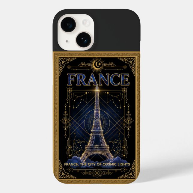 Cosmic France Eiffel Tower Celestial Art Case-Mate iPhone 14 Hülle (Rückseite)