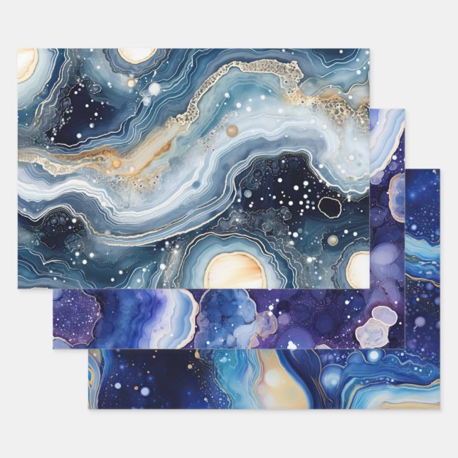 Cosmic Galaxy Abstract with Swirling Starfield Geschenkpapier Set (Set)