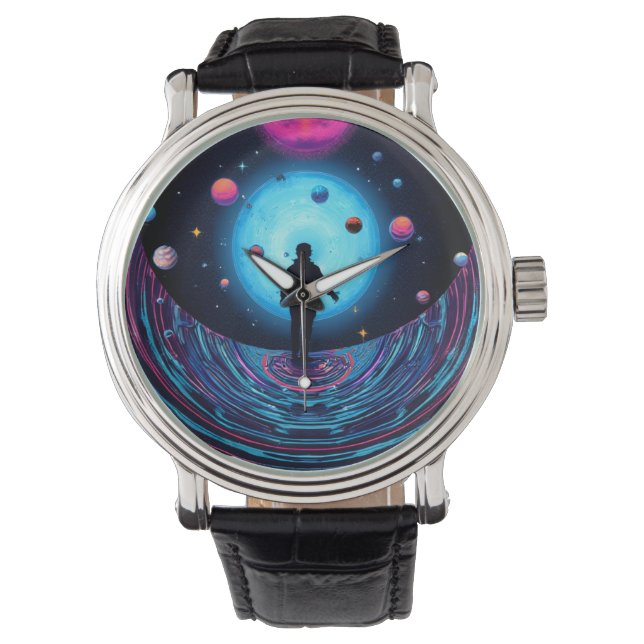 Cosmic Galaxy Astronaut Watch – Futuristic Space A Armbanduhr (Vorderseite)