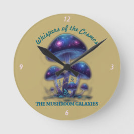 Cosmic Galaxy Mushrooms • Whimsical Fantasy Fungi Runde Wanduhr
