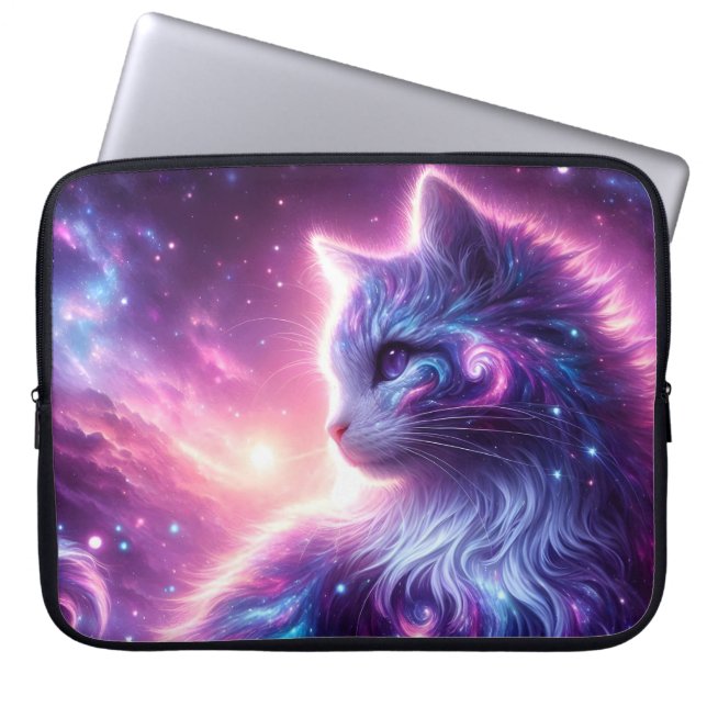 Cosmic Galaxy Mystical Feline Celestial Laptopschutzhülle (Vorderseite)