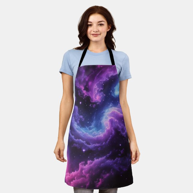 Cosmic Galaxy Nebula Abstract Space Art Schürze (Getragen)