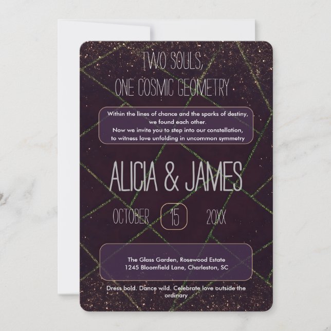 Cosmic Geometry Wedding Alternative Astrologie Einladung (Vorderseite)