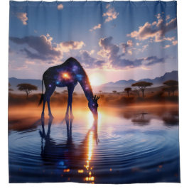 Cosmic Giraffe - Afrikanischer Sonnenuntergang-Dus Duschvorhang