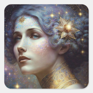 Cosmic Goddess Fantasy Art Square Sticker