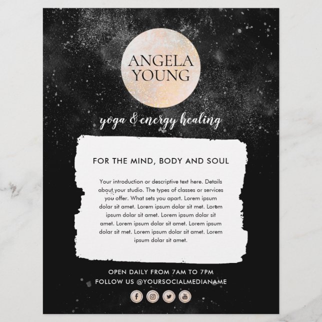 Cosmic Gold Moon Yoga, Life Coach, Astrologer Flyer (Vorne)
