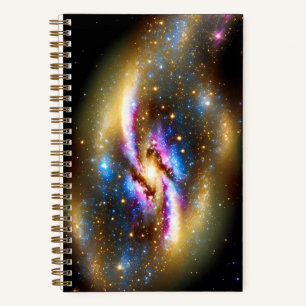 Cosmic Golden Lila Blue Sky Night Stars Galactic Notizbuch