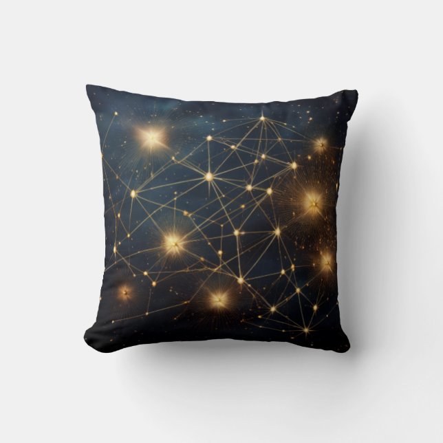 Cosmic Golden Star Network Kissen (Vorderseite)