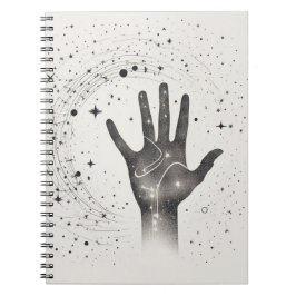 Cosmic Hand in Starry Galaxy – Surreal Spiritual S Notizblock