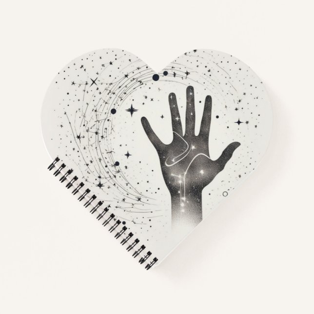 Cosmic Hand in Starry Galaxy – Surreal Spiritual S Notizbuch (Vorderseite)