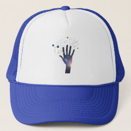 Cosmic Hand in Starry Galaxy – Surreal Spiritual S Truckerkappe