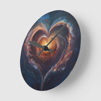 Cosmic Heart Galaxy Love Art – Universe Romance  Runde Wanduhr