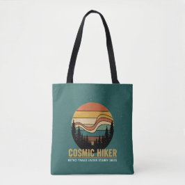 Cosmic Hiker Retro 70s Sunset Space Forest Stars Tasche