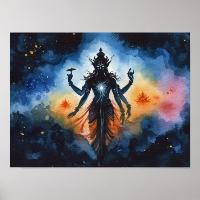 Cosmic Hindu Deity Poster - Geschenk für Meditatio (Vorne)