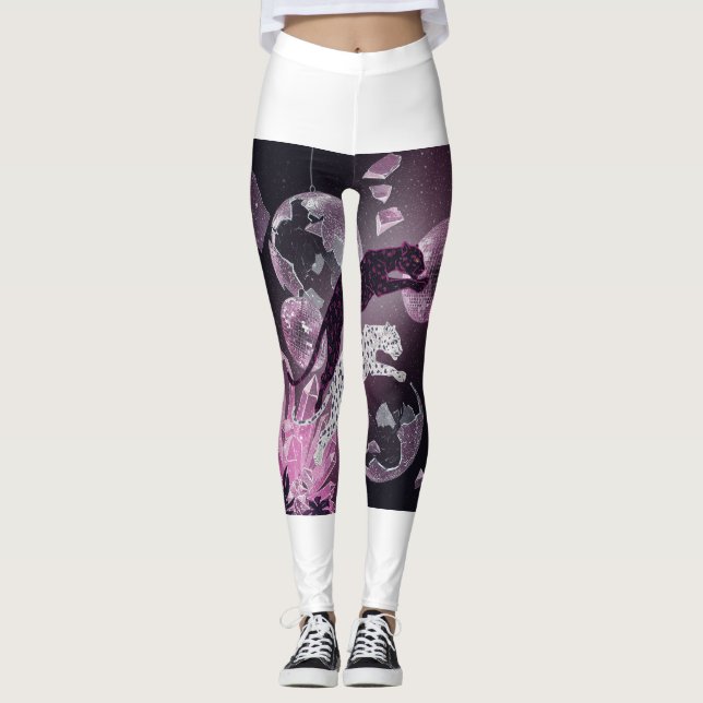 Cosmic Jaguar Disco Glam Leggings 🐆 ✨ (Vorderseite)