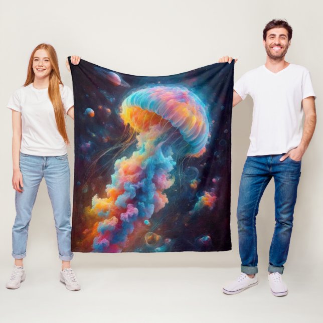 Cosmic Jellyfish Artwork Fleecedecke (Beispiel)