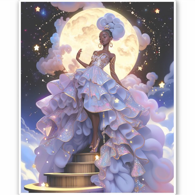 Cosmic Lady African American Fantasy Art Aufkleber (Vorderseite)