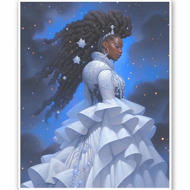Cosmic Lady African American Fantasy Art Aufkleber (Vorderseite)