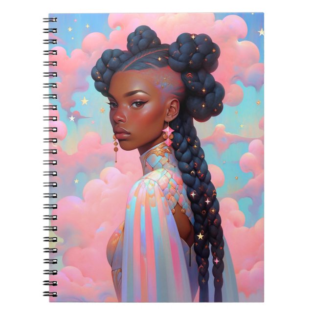 Cosmic Lady African American Fantasy Art Notizblock (Vorderseite)