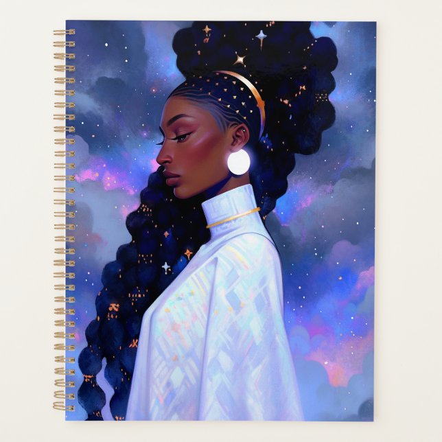 Cosmic Lady African American Fantasy Art Planer (Vorderseite)