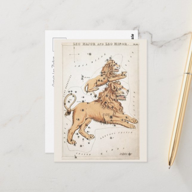 Cosmic Leo Zodiac Postkarte (Vorderseite/Rückseite Beispiel)