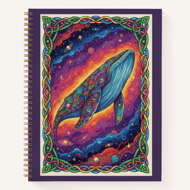 Cosmic Leviathan Whale Zentangle Galaxy Journal Notizbuch (Vorderseite)