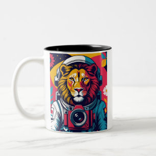 Cosmic Lion Astronauten-Tasse Kühne Weltraum-Kun Zweifarbige Tasse