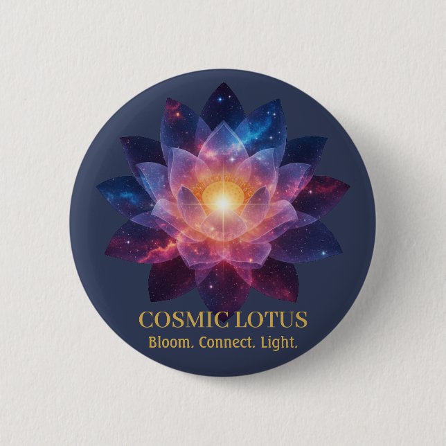Cosmic Lotus Flower | Galaxy Bloom Energy Button (Vorderseite)