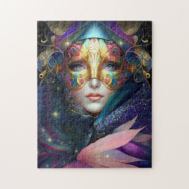 Cosmic Masked Goddess Queen Fantasy Art Jigsaw Pub (Vertikal)