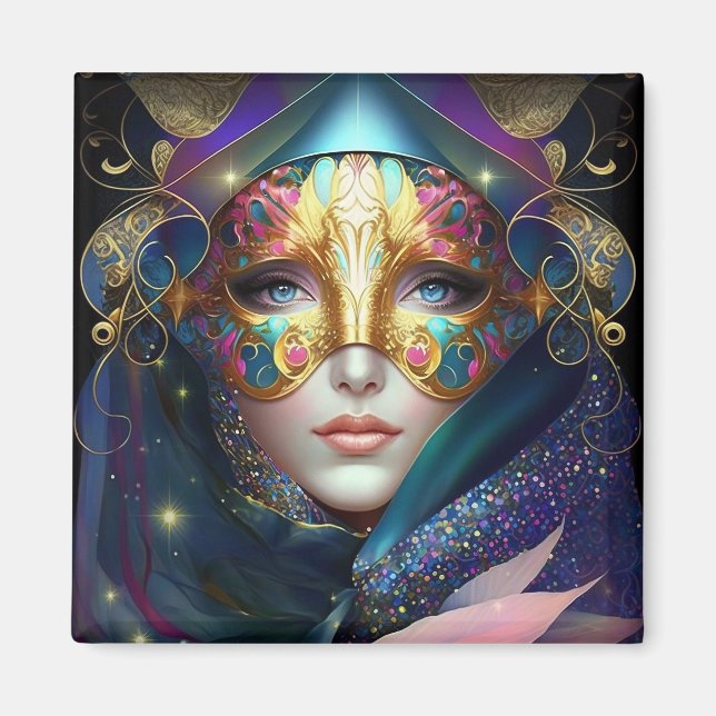 Cosmic Masked Goddess Queen Fantasy Art Magnet (Vorne)