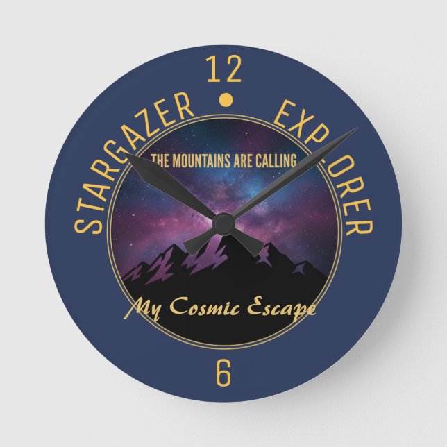 Cosmic Mountain Calling Runde Wanduhr (Vorderseite)