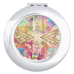 Cosmic Multi Color Gold Frauen kompakter Spiegel Taschenspiegel